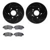 8502-59032 Drilled/Slotted Brake Rotors w/5000 Advanced Brake Pads Kit [Black], 2011-2015 Acura/Honda, Position: Front - image 1