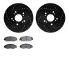 8502-59033 Drilled/Slotted Brake Rotors w/5000 Advanced Brake Pads Kit [Black], 2006-2011 Acura/Honda, Position: Front - image 1