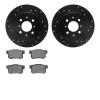 8502-59034 Drilled/Slotted Brake Rotors w/5000 Advanced Brake Pads Kit [Black], 2001-2005 Acura/Honda, Position: Rear - image 1