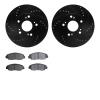 8502-59043 Drilled/Slotted Brake Rotors w/5000 Advanced Brake Pads Kit [Black], 2012-2015 Acura/Honda, Position: Front - image 1