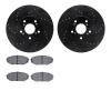 8502-59058 Drilled/Slotted Brake Rotors w/5000 Advanced Brake Pads Kit [Black], 1999-2004 Acura/Honda, Position: Front - image 1