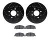 8502-59109 Drilled/Slotted Brake Rotors w/5000 Advanced Brake Pads Kit [Black], 1990-2000 Acura/Honda, Position: Front - image 1