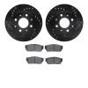8502-59111 Drilled/Slotted Brake Rotors w/5000 Advanced Brake Pads Kit [Black], 1983-1983 Acura/Honda, Position: Front - image 1