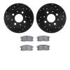 8502-59129 Drilled/Slotted Brake Rotors w/5000 Advanced Brake Pads Kit [Black], 1979-1982 Acura/Honda, Position: Front - image 1