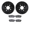 8502-59130 Drilled/Slotted Brake Rotors w/5000 Advanced Brake Pads Kit [Black], 1982-1983 Acura/Honda, Position: Front - image 1