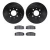 8502-59159 Drilled/Slotted Brake Rotors w/5000 Advanced Brake Pads Kit [Black], 1986-1989 Acura/Honda, Position: Front - image 1