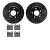 8502-63015 Drilled/Slotted Brake Rotors w/5000 Advanced Brake Pads Kit [Black], 1987-2000 Mercedes-Benz, Position: Rear - image 1