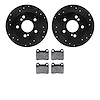 8502-63018 Drilled/Slotted Brake Rotors w/5000 Advanced Brake Pads Kit [Black], 1984-1995 Mercedes-Benz, Position: Rear - image 1