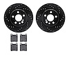 8502-63025 Drilled/Slotted Brake Rotors w/5000 Advanced Brake Pads Kit [Black], 1992-1999 Mercedes-Benz, Position: Rear - image 1