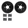 8502-63029 Drilled/Slotted Brake Rotors w/5000 Advanced Brake Pads Kit [Black], 1994-1995 Mercedes-Benz, Position: Rear - image 1