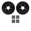 8502-63035 Drilled/Slotted Brake Rotors w/5000 Advanced Brake Pads Kit [Black], 1996-1998 Mercedes-Benz, Position: Rear - image 1