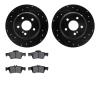 8502-63042 Drilled/Slotted Brake Rotors w/5000 Advanced Brake Pads Kit [Black], 2003-2009 Mercedes-Benz, Position: Rear - image 1