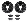 8502-63064 Drilled/Slotted Brake Rotors w/5000 Advanced Brake Pads Kit [Black], Fits Select Mercedes-Benz, Position: Rear - image 1