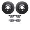 8502-63081 Drilled/Slotted Brake Rotors w/5000 Advanced Brake Pads Kit [Black], 2015-2021 Mercedes-Benz, Position: Rear - image 1
