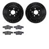 8502-63106 Drilled/Slotted Brake Rotors w/5000 Advanced Brake Pads Kit [Black], 2006-2012 Mercedes-Benz, Position: Rear - image 1