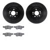 8502-63110 Drilled/Slotted Brake Rotors w/5000 Advanced Brake Pads Kit [Black], 2006-2012 Mercedes-Benz, Position: Front - image 1