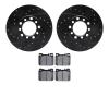 8502-63147 Drilled/Slotted Brake Rotors w/5000 Advanced Brake Pads Kit [Black], 1979-1985 Mercedes-Benz, Position: Front - image 1