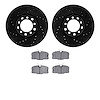 8502-63152 Drilled/Slotted Brake Rotors w/5000 Advanced Brake Pads Kit [Black], 1982-1985 Mercedes-Benz, Position: Front - image 1