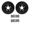 8502-63195 Drilled/Slotted Brake Rotors w/5000 Advanced Brake Pads Kit [Black], 1986-1989 Mercedes-Benz, Position: Front - image 1