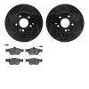 8502-63295 Drilled/Slotted Brake Rotors w/5000 Advanced Brake Pads Kit [Black], 1996-2004 Mercedes-Benz, Position: Front - image 1