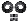 8502-65002 Drilled/Slotted Brake Rotors w/5000 Advanced Brake Pads Kit [Black], 1981-1987 GM, Position: Front