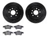 8502-65020 Drilled/Slotted Brake Rotors w/5000 Advanced Brake Pads Kit [Black], 2003-2003 GM, Position: Rear - image 1