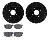 8502-67012 Drilled/Slotted Brake Rotors w/5000 Advanced Brake Pads Kit [Black], 1984-1985 Infiniti/Nissan, Position: Rear - image 1