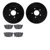 8502-67021 Drilled/Slotted Brake Rotors w/5000 Advanced Brake Pads Kit [Black], 1987-1989 Infiniti/Nissan, Position: Rear - image 1