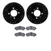 8502-67034 Drilled/Slotted Brake Rotors w/5000 Advanced Brake Pads Kit [Black], 1995-2000 Infiniti/Nissan, Position: Rear - image 1