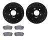 8502-67038 Drilled/Slotted Brake Rotors w/5000 Advanced Brake Pads Kit [Black], 2000-2004 Infiniti/Nissan, Position: Rear - image 1