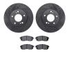 8502-67045 Drilled/Slotted Brake Rotors w/5000 Advanced Brake Pads Kit [Black], 1999-2001 Infiniti/Nissan, Position: Front - image 1