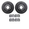8502-67051 Drilled/Slotted Brake Rotors w/5000 Advanced Brake Pads Kit [Black], 2004-2006 Infiniti/Nissan, Position: Front - image 1