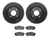 8502-67055 Drilled/Slotted Brake Rotors w/5000 Advanced Brake Pads Kit [Black], 2007-2014 Infiniti/Nissan, Position: Front - image 1