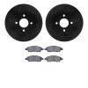 8502-67064 Drilled/Slotted Brake Rotors w/5000 Advanced Brake Pads Kit [Black], 2012-2019 Infiniti/Nissan, Position: Front - image 1