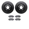 8502-67065 Drilled/Slotted Brake Rotors w/5000 Advanced Brake Pads Kit [Black], Fits Select Infiniti/Nissan, Position: Front - image 1