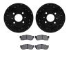 8502-67074 Drilled/Slotted Brake Rotors w/5000 Advanced Brake Pads Kit [Black], 1986-1994 Infiniti/Nissan, Position: Front - image 1