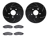 8502-67096 Drilled/Slotted Brake Rotors w/5000 Advanced Brake Pads Kit [Black], Fits Select Infiniti/Nissan, Position: Front - image 1