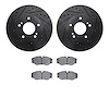 8502-67100 Drilled/Slotted Brake Rotors w/5000 Advanced Brake Pads Kit [Black], 1987-1989 Infiniti/Nissan, Position: Front - image 1