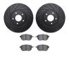 8502-67104 Drilled/Slotted Brake Rotors w/5000 Advanced Brake Pads Kit [Black], 2003-2005 Infiniti/Nissan, Position: Front - image 1