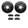8502-67116 Drilled/Slotted Brake Rotors w/5000 Advanced Brake Pads Kit [Black], 2008-2015 Infiniti/Nissan, Position: Front - image 1