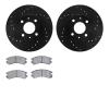 8502-67152 Drilled/Slotted Brake Rotors w/5000 Advanced Brake Pads Kit [Black], 1988-1989 Infiniti/Nissan, Position: Front - image 1
