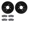 8502-67224 Drilled/Slotted Brake Rotors w/5000 Advanced Brake Pads Kit [Black], 1989-1996 Infiniti/Nissan, Position: Front - image 1