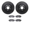 8502-68016 Drilled/Slotted Brake Rotors w/5000 Advanced Brake Pads Kit [Black], 2005-2013 Infiniti/Nissan, Position: Front - image 1