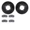 8502-72001 Drilled/Slotted Brake Rotors w/5000 Advanced Brake Pads Kit [Black], 1991-1991 Mopar, Position: Front - image 1
