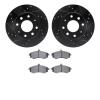 8502-72026 Drilled/Slotted Brake Rotors w/5000 Advanced Brake Pads Kit [Black], 2002-2005 Kia/Hyundai/Genesis, Position: Front - image 1