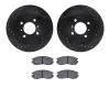 8502-72035 Drilled/Slotted Brake Rotors w/5000 Advanced Brake Pads Kit [Black], 1998-2002 Mitsubishi, Position: Front - image 1