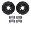 8502-72036 Drilled/Slotted Brake Rotors w/5000 Advanced Brake Pads Kit [Black], 2002-2007 Mitsubishi, Position: Front - image 1