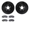 8502-72042 Drilled/Slotted Brake Rotors w/5000 Advanced Brake Pads Kit [Black], 2004-2012 Mitsubishi, Position: Front - image 1