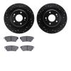 8502-72066 Drilled/Slotted Brake Rotors w/5000 Advanced Brake Pads Kit [Black], Fits Select Mitsubishi, Position: Rear - image 1