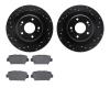 8502-72069 Drilled/Slotted Brake Rotors w/5000 Advanced Brake Pads Kit [Black], Fits Select Mitsubishi, Position: Rear - image 1